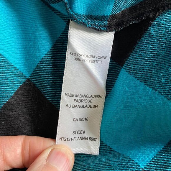 RICKI’s (Size M) Turquoise Plaid/Flannel Blouse - Picture 6 of 7